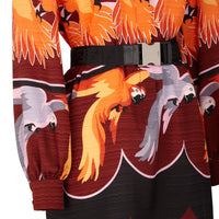 Robe chemisier en soie - Orange & Bordeaux