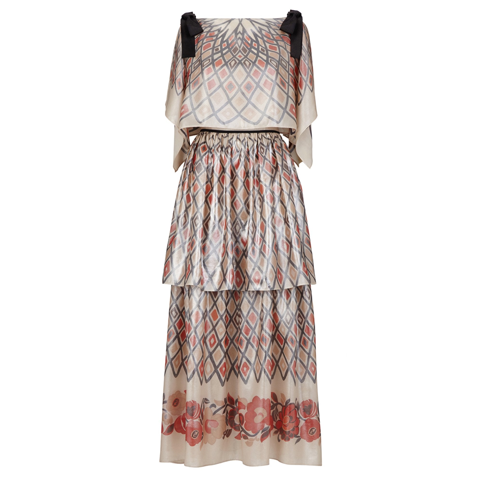 Robe art déco en soie - Multicolore
