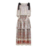 Robe art déco en soie - Multicolore