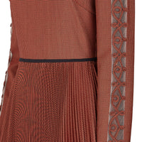 Robe mi-longue plissée en laine - Rouge orangé