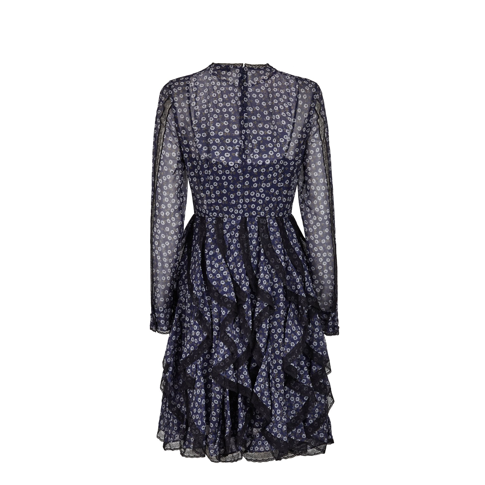 Robe à motif floral en soie - Bleu