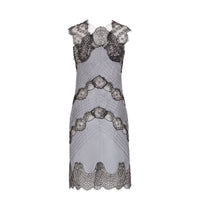 Robe fourreau en soie & dentelle - Gris
