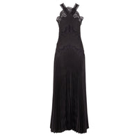 Robe en satin jacquard & dentelle - Noir