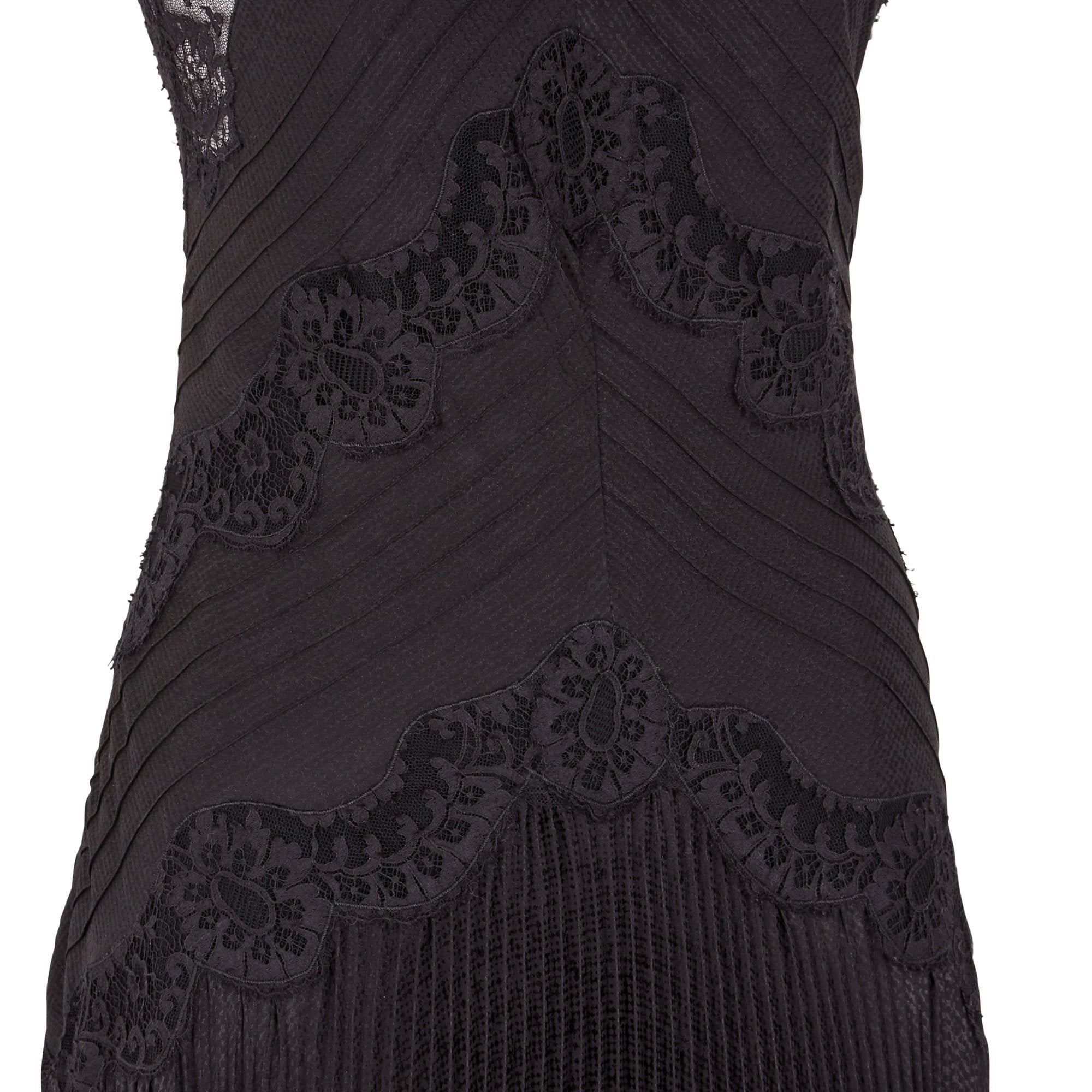 Robe en satin jacquard & dentelle - Noir