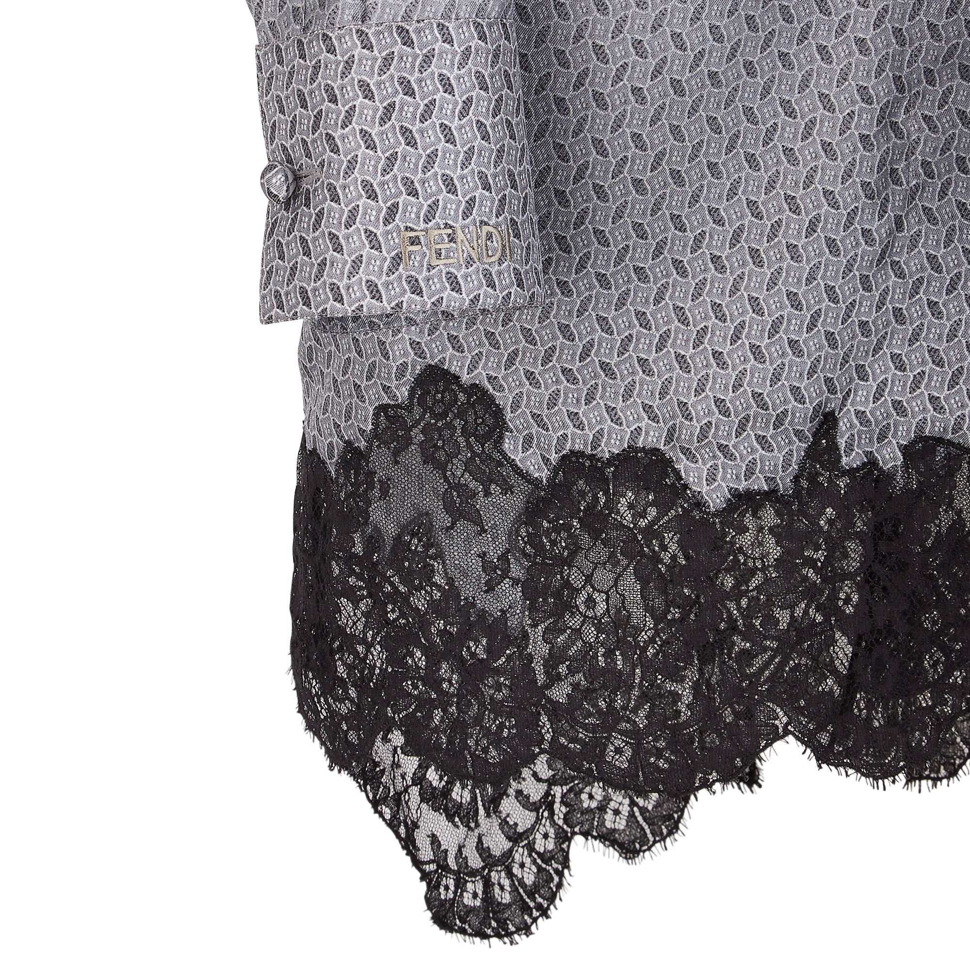 Robe géométrique en soie - Gris