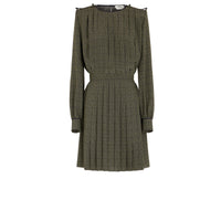 Robe courte imprimé feuillage en soie - Vert