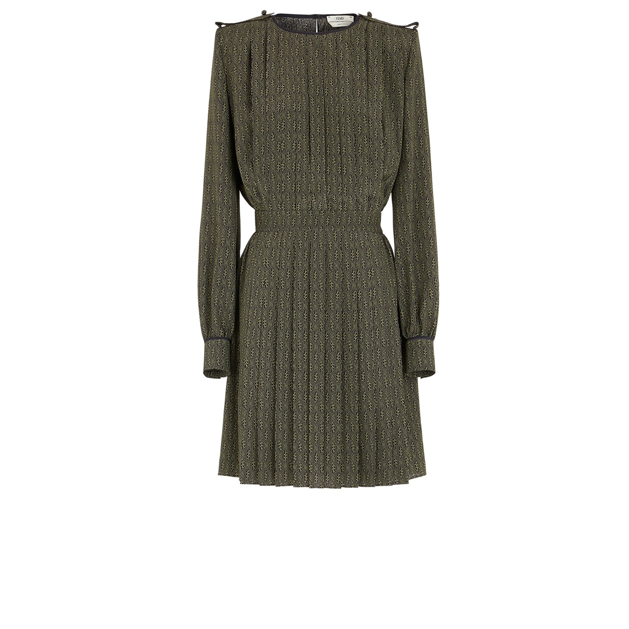 Robe courte imprimé feuillage en soie - Vert
