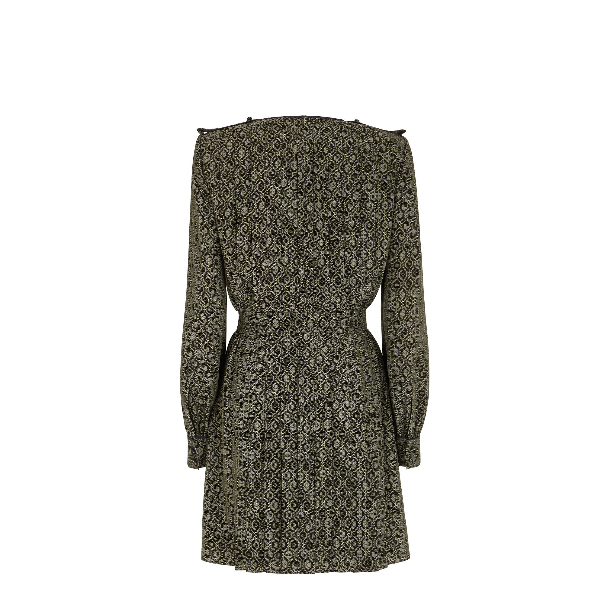 Robe courte imprimé feuillage en soie - Vert