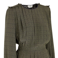 Robe courte imprimé feuillage en soie - Vert