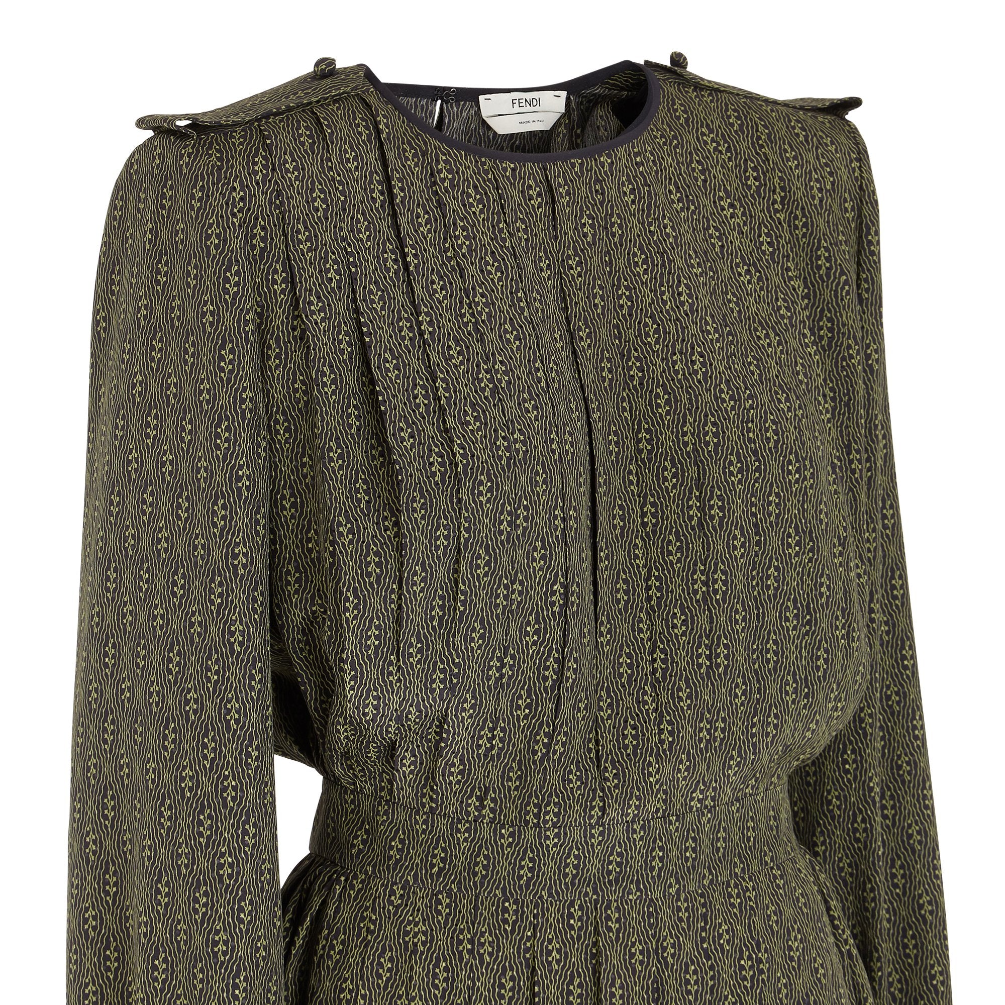 Robe courte imprimé feuillage en soie - Vert