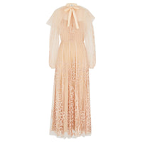 Robe fluide col lavallière - Beige rosé