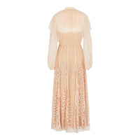 Robe fluide col lavallière - Beige rosé