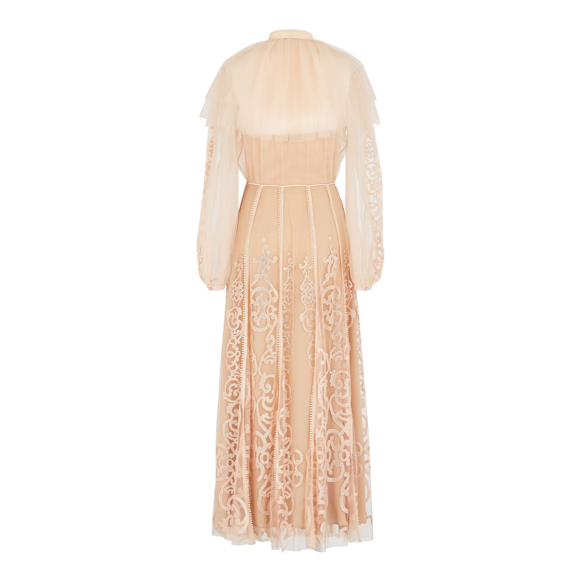 Robe fluide col lavallière - Beige rosé