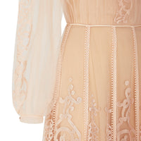 Robe fluide col lavallière - Beige rosé