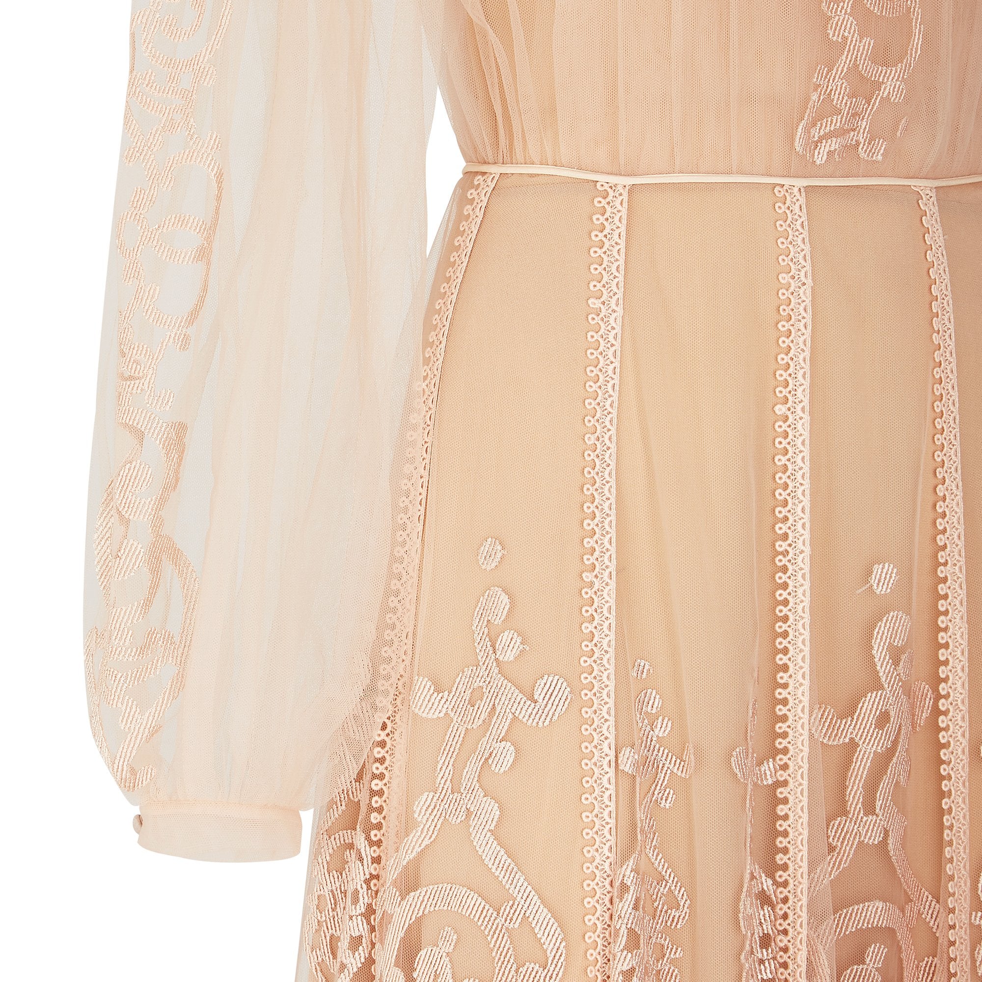 Robe fluide col lavallière - Beige rosé
