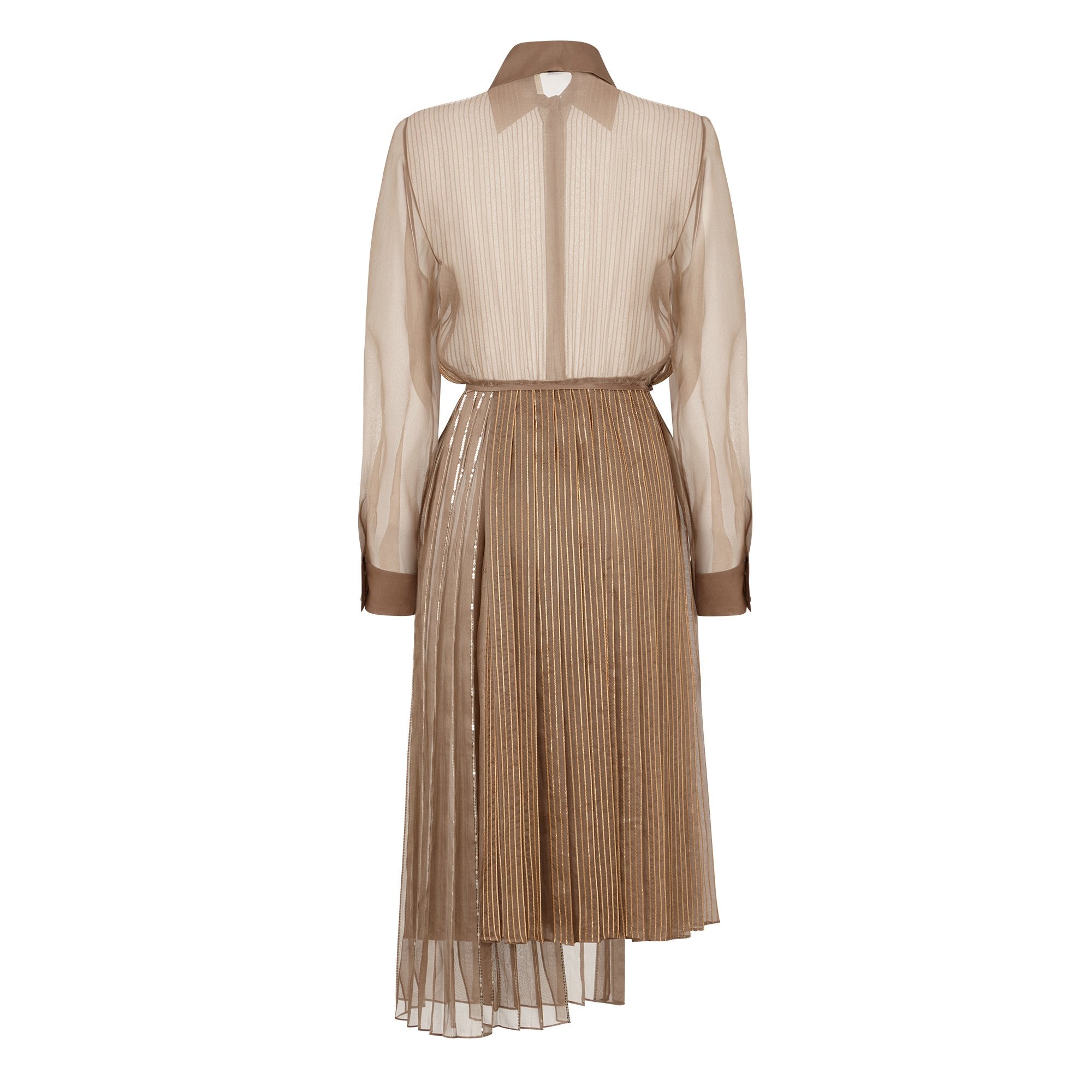 Robe brodée en soie - Beige