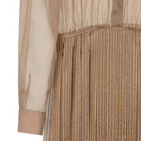 Robe brodée en soie - Beige