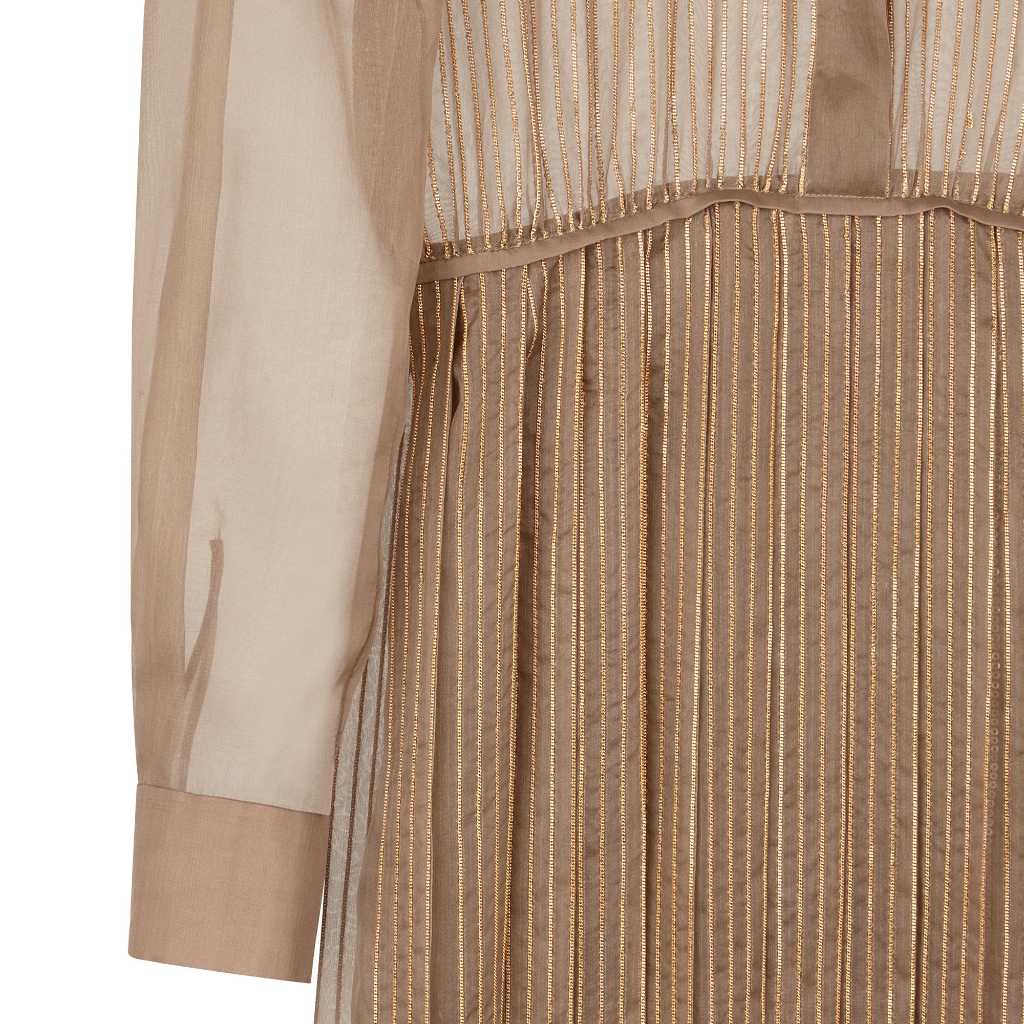 Robe brodée en soie - Beige