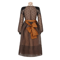 Robe plume en soie - Marron