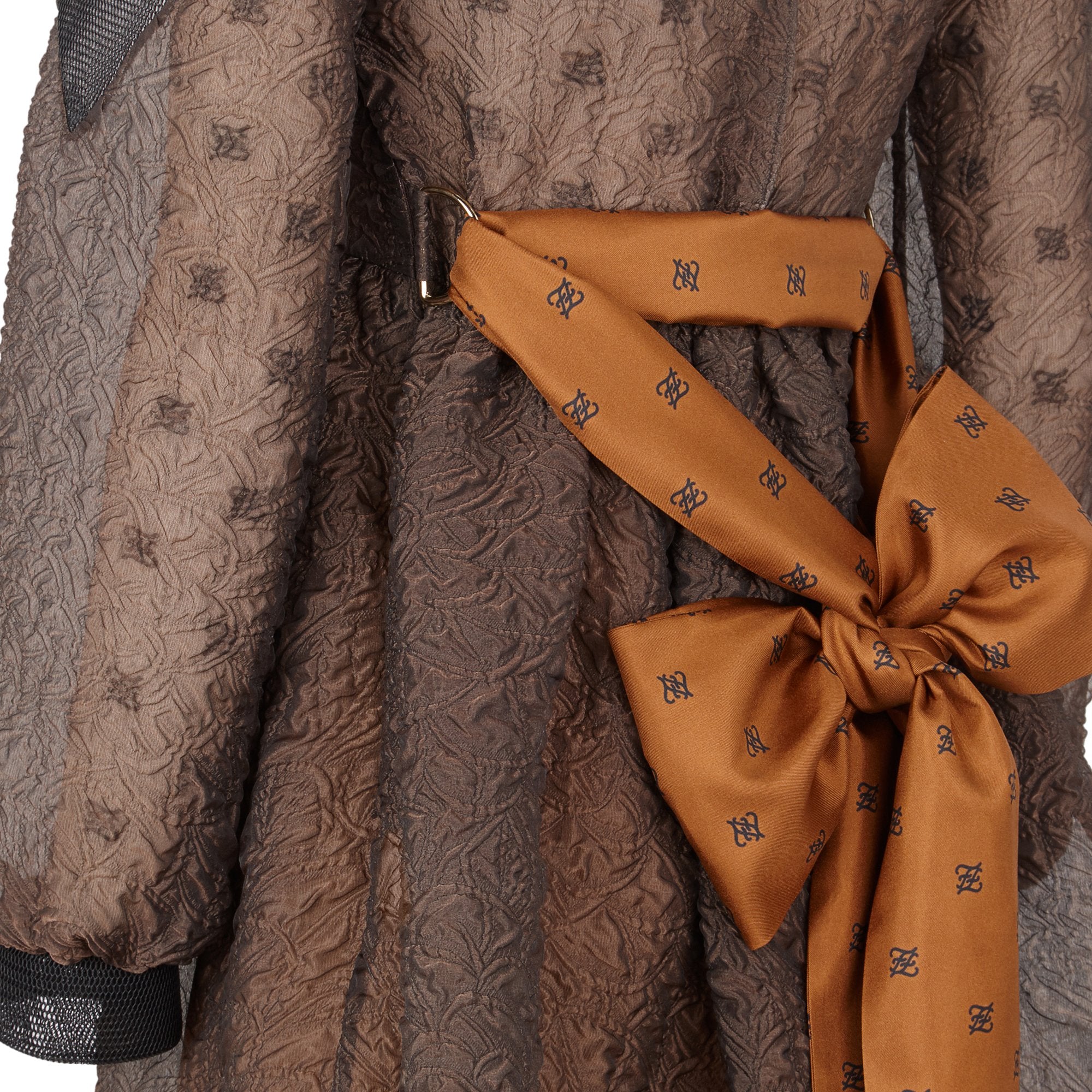 Robe plume en soie - Marron