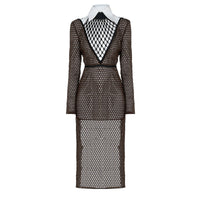 Robe fourreau en macramé - Marron