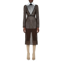Robe fourreau en macramé - Marron
