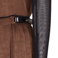 Robe à détails géométriques en soie - Marron