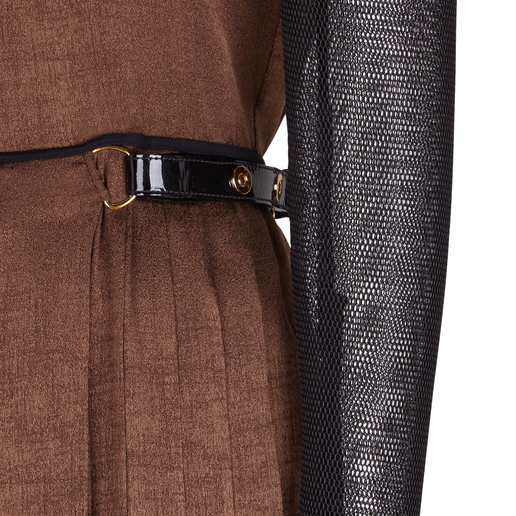 Robe à détails géométriques en soie - Marron