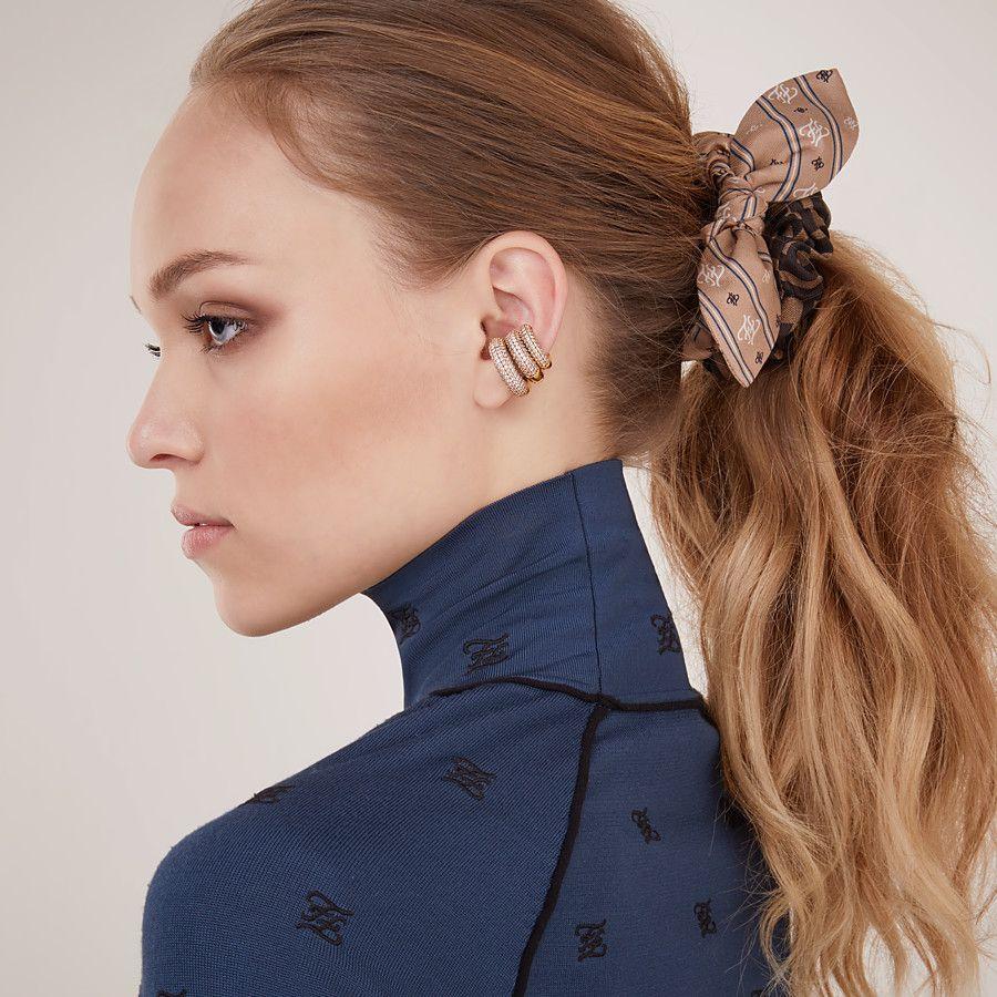 Grande mono boucle Fendioops - Or Rosée & Marron