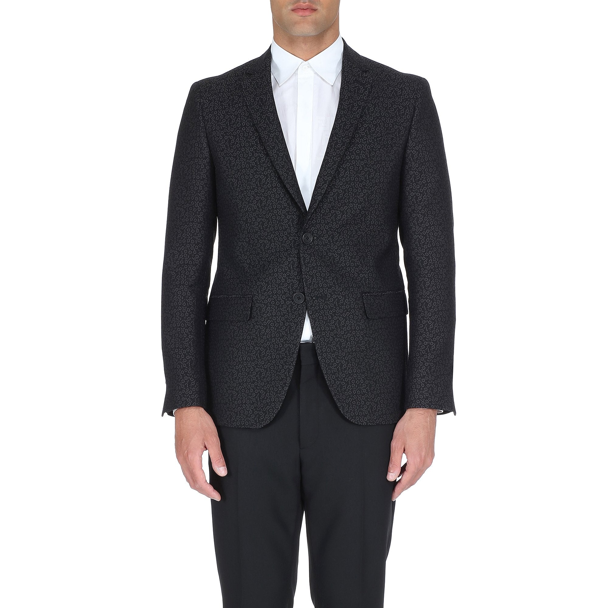 Veste slim jacquard en laine - Noir
