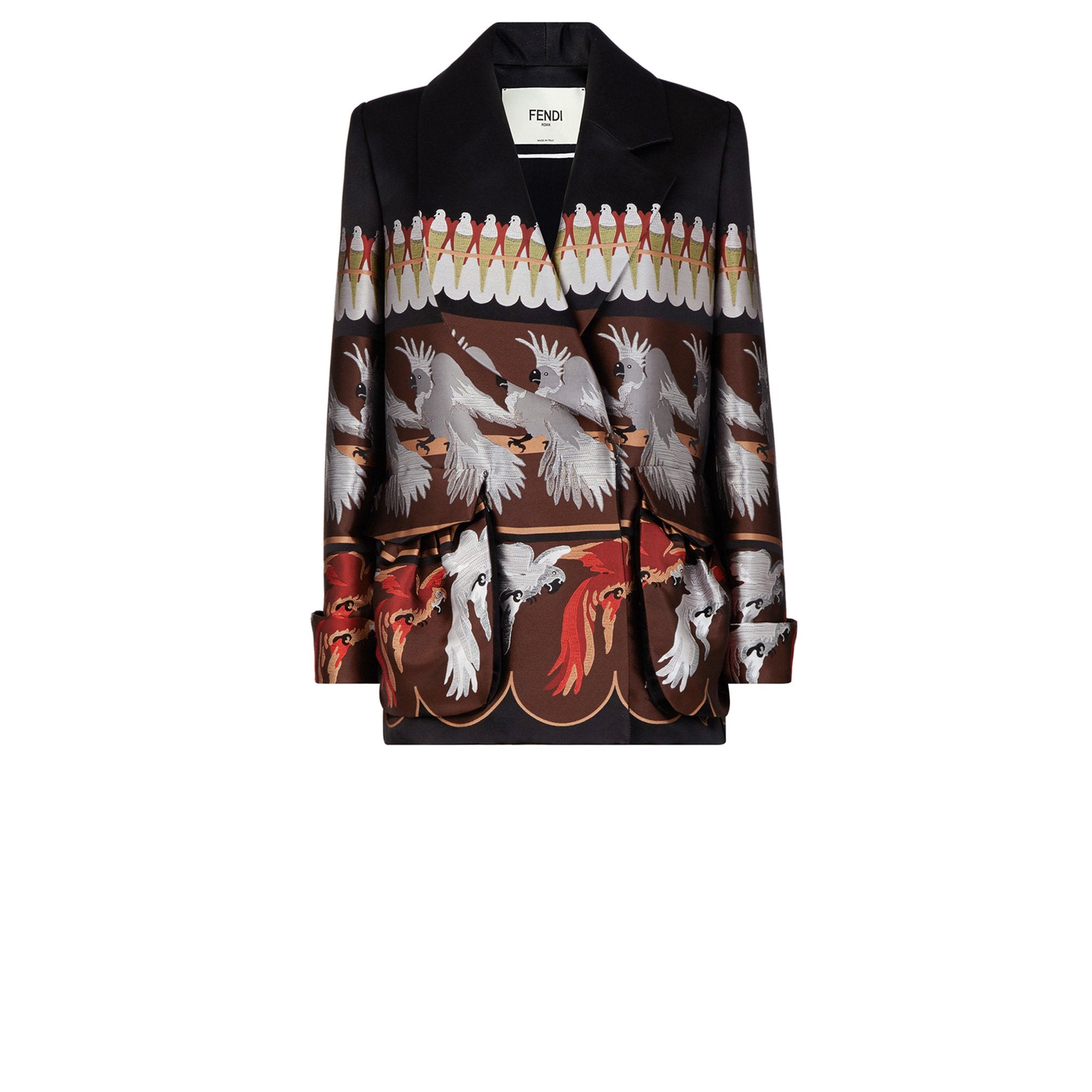 Veste perroquet en soie - Noir & Marron