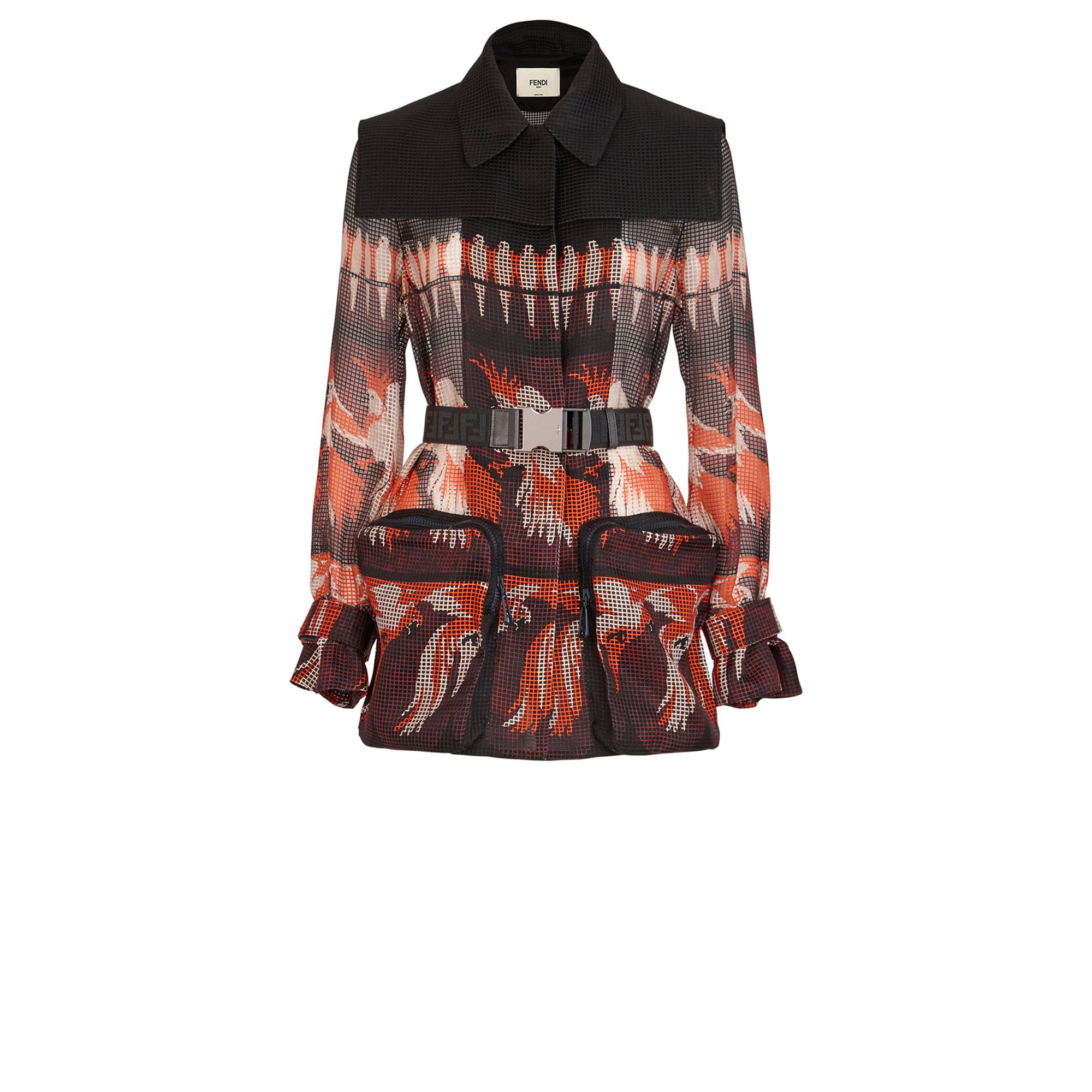 Veste perroquet en cannage ceinturé - Noir & Bordeaux