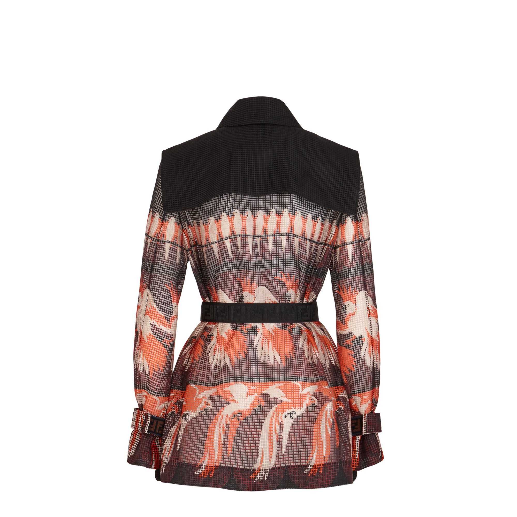 Veste perroquet en cannage ceinturé - Noir & Bordeaux