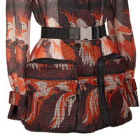 Veste perroquet en cannage ceinturé - Noir & Bordeaux