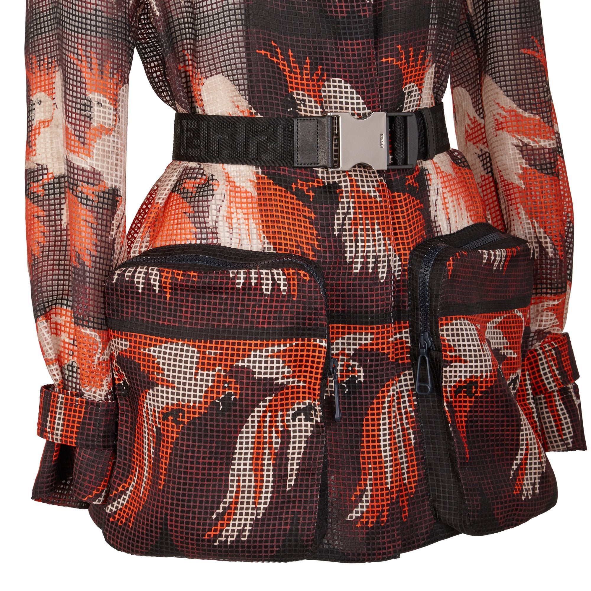 Veste perroquet en cannage ceinturé - Noir & Bordeaux