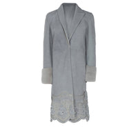 Manteau en fourrure d'agneau - Bleu Clair