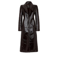 Manteau cintré en cuir verni - Marron