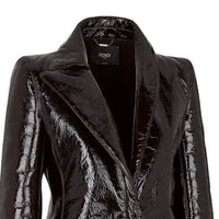 Manteau cintré en cuir verni - Marron
