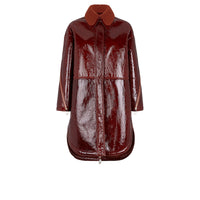 Manteau en cuir verni - Marron bordeaux