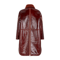 Manteau en cuir verni - Marron bordeaux