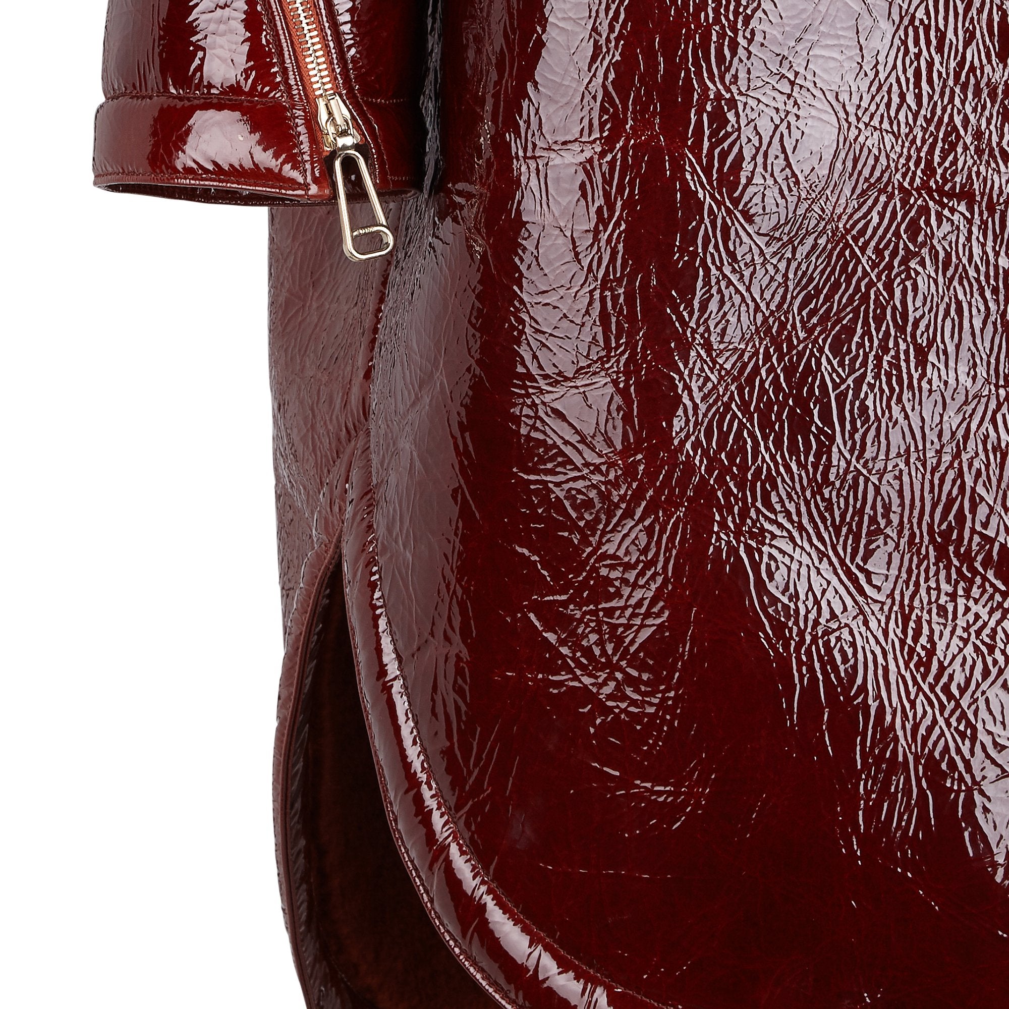 Manteau en cuir verni - Marron bordeaux
