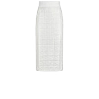 Jupe mi-longue en cuir FF - Blanc