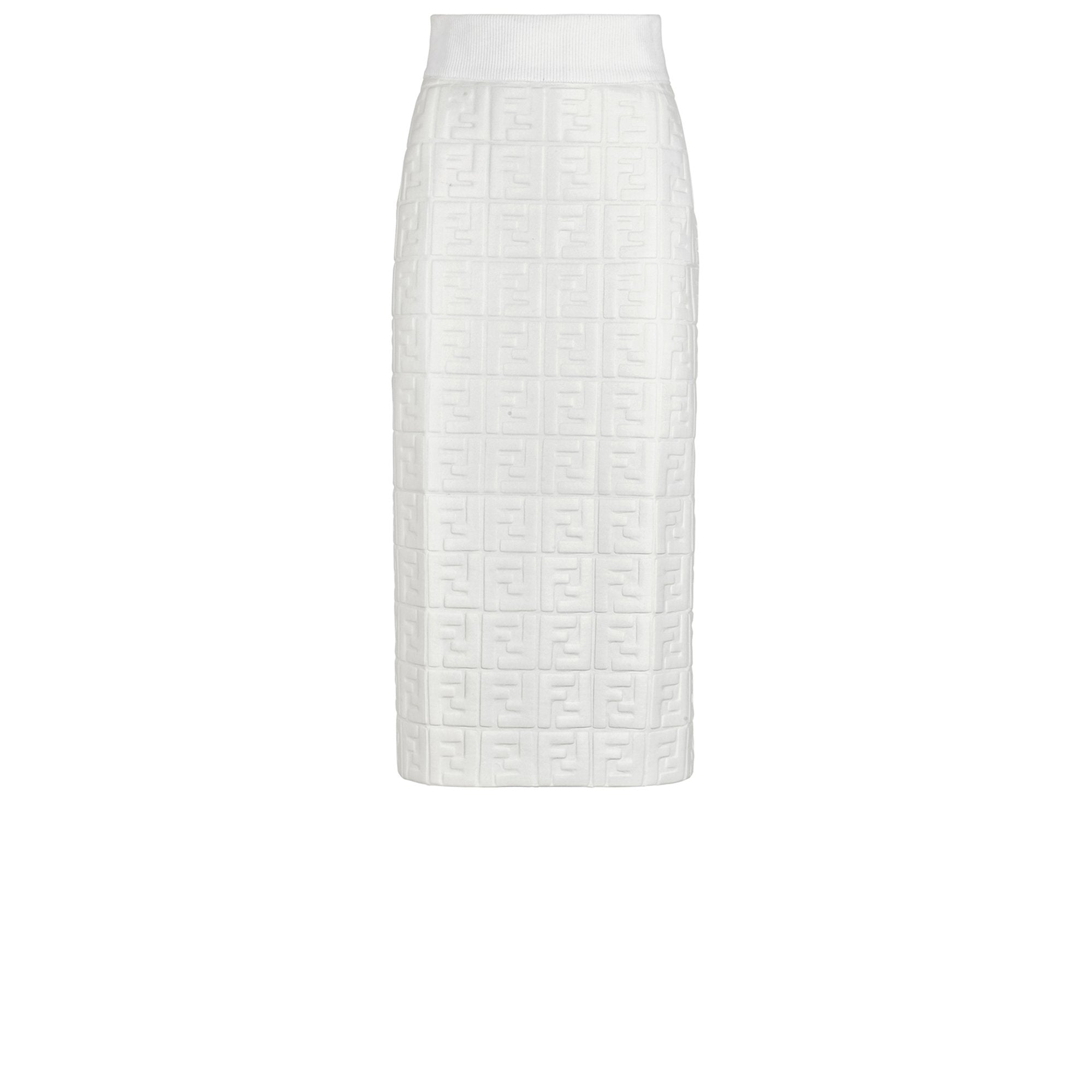 Jupe mi-longue en cuir FF - Blanc