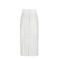 Jupe mi-longue en cuir FF - Blanc