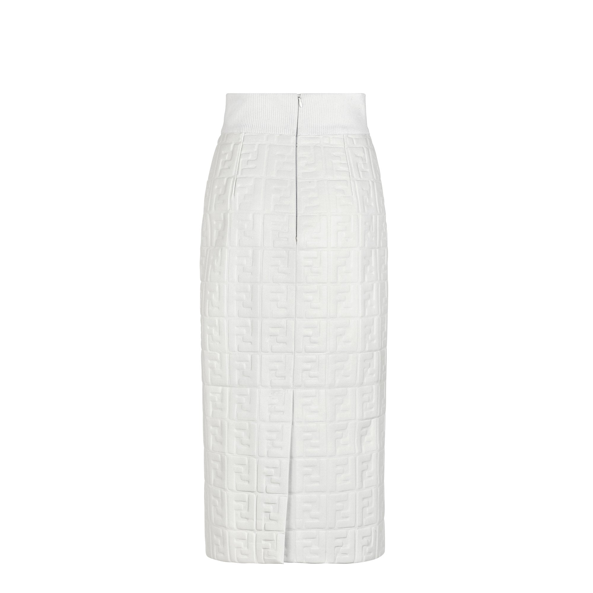 Jupe mi-longue en cuir FF - Blanc