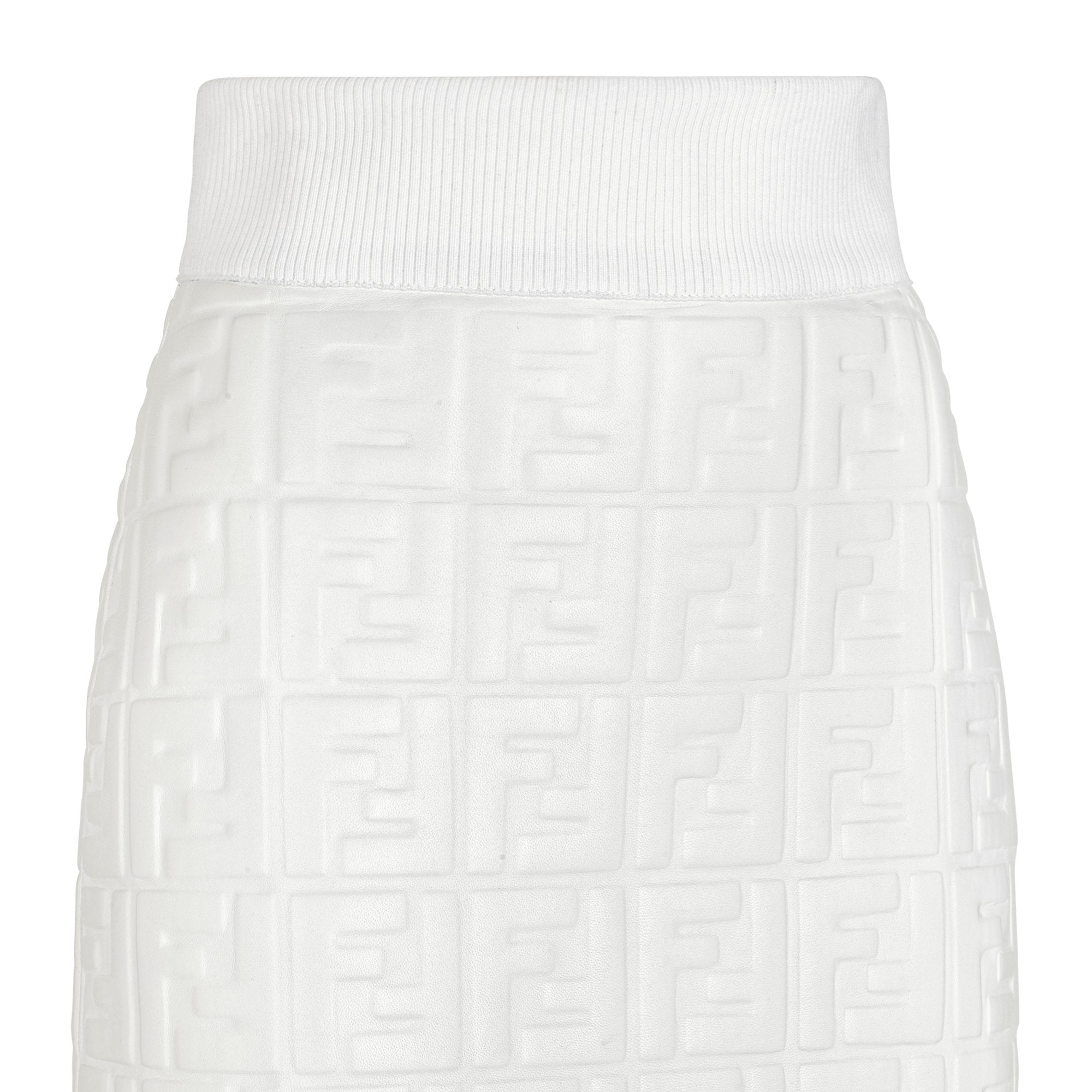 Jupe mi-longue en cuir FF - Blanc