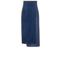 Jupe lisse en cuir & daim - Bleu