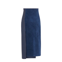 Jupe lisse en cuir & daim - Bleu