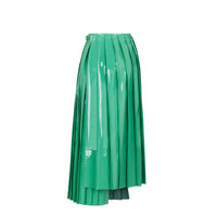 Jupe portefeuille plissée en vinyle - Vert