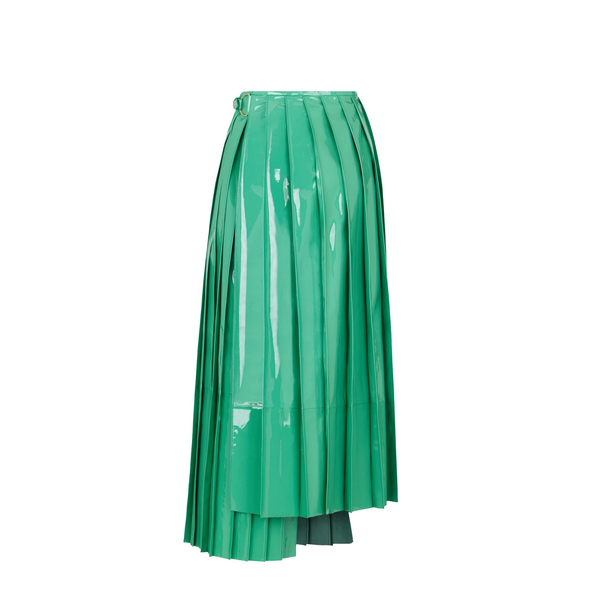 Jupe portefeuille plissée en vinyle - Vert
